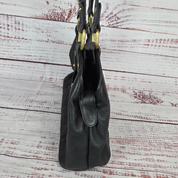 The Great American Leather Works Black Dual Strap Shoulder Bag Classic Purse - Picture 4 of 11